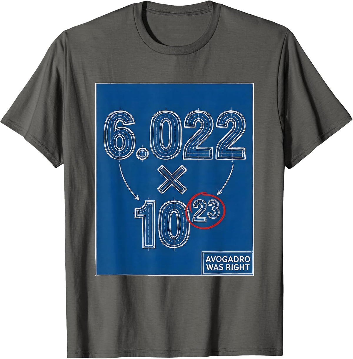 Men's Avogadro Was Right Technical Blueprint Chemistry Student T-Shirt - Asphalt Grey
