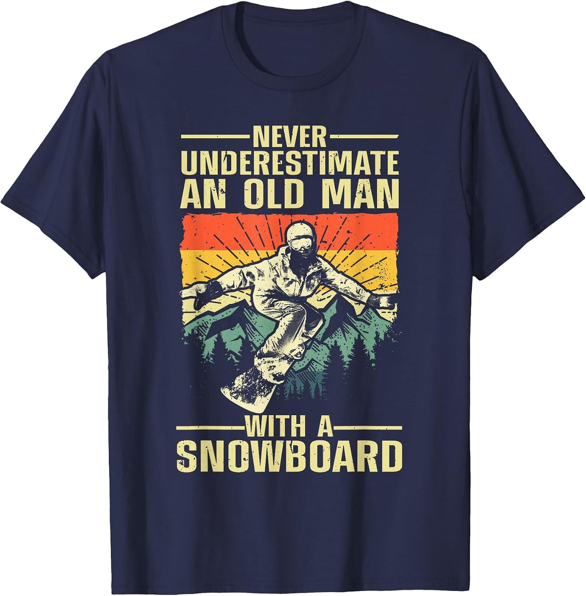 Cool Snowboarding Art for Men Grandpa Dad Winter Snowboarder T-Shirt - Navy Blue
