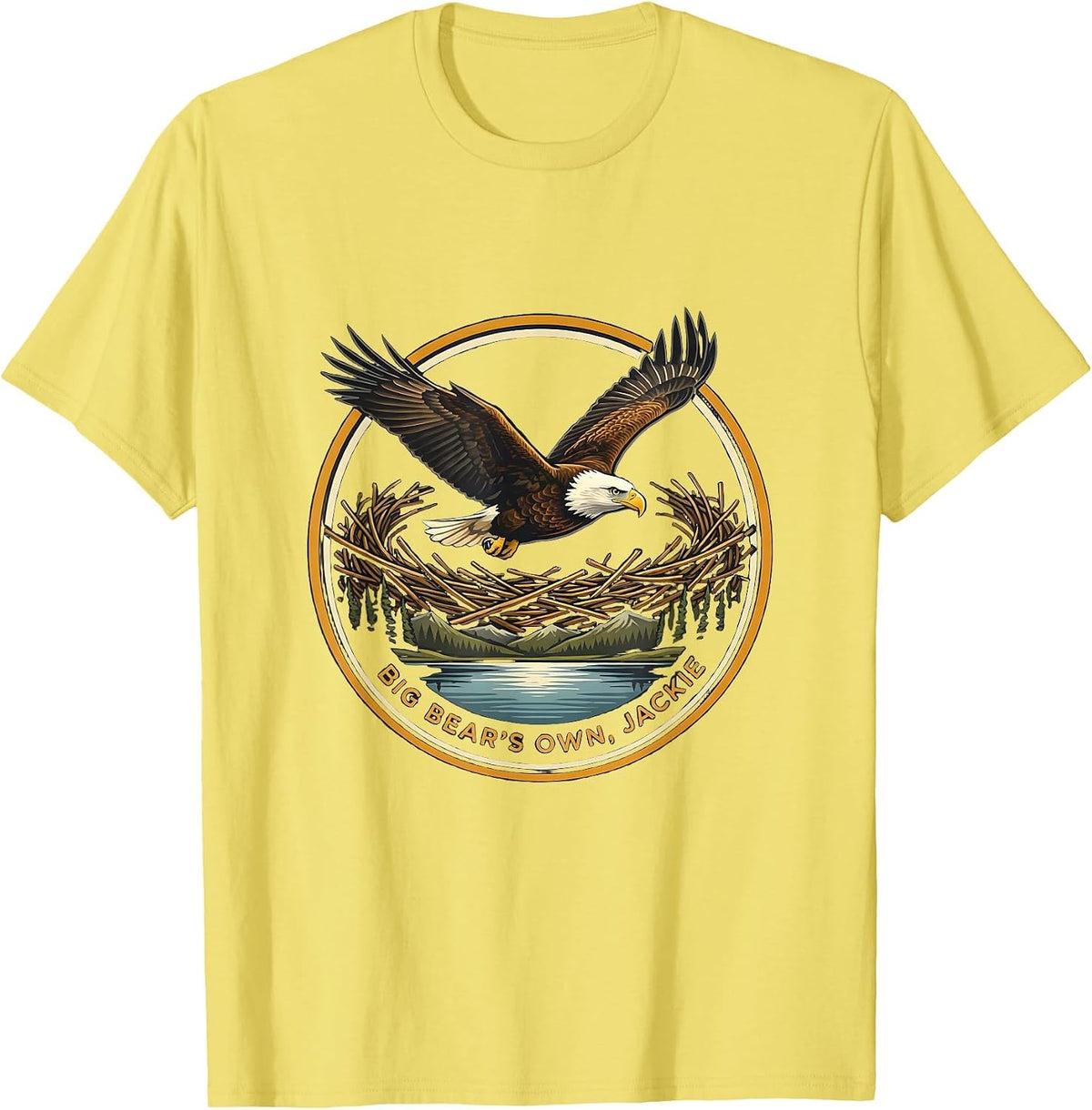 Men's Big Bear's Own Jackie Eagle Memorial Tribute Wildlife T-Shirt - Lemon Yellow