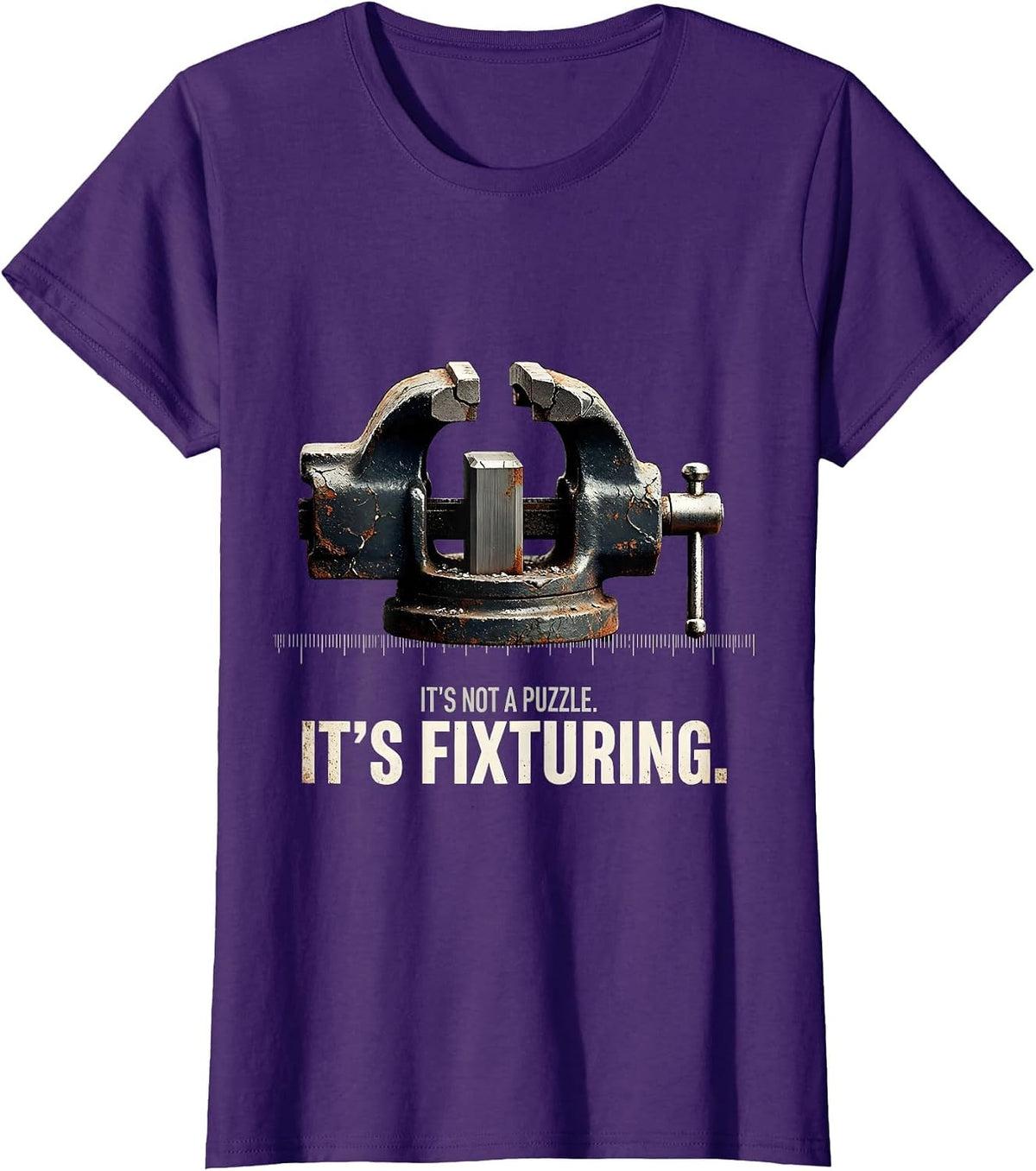 Women's It's Not A Puzzle. It's Fixturing. Distressed STEM Engineer T-Shirt - Purple