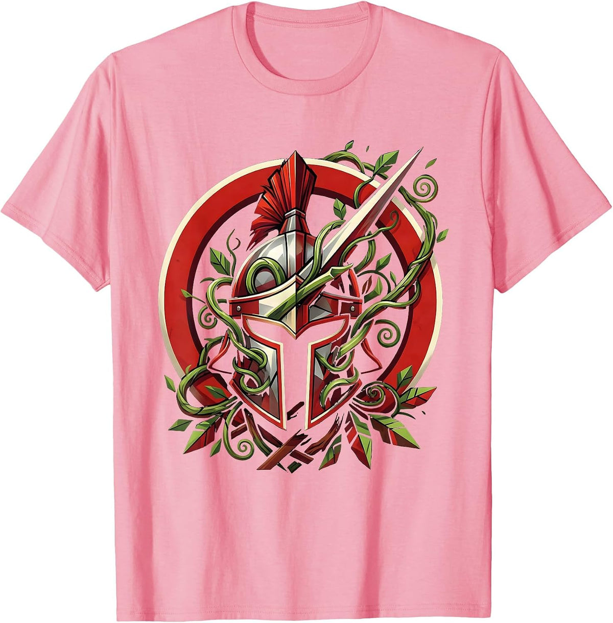 Men's Conquistador Helmet Jungle Vines Mexican Art T-Shirt - Pink