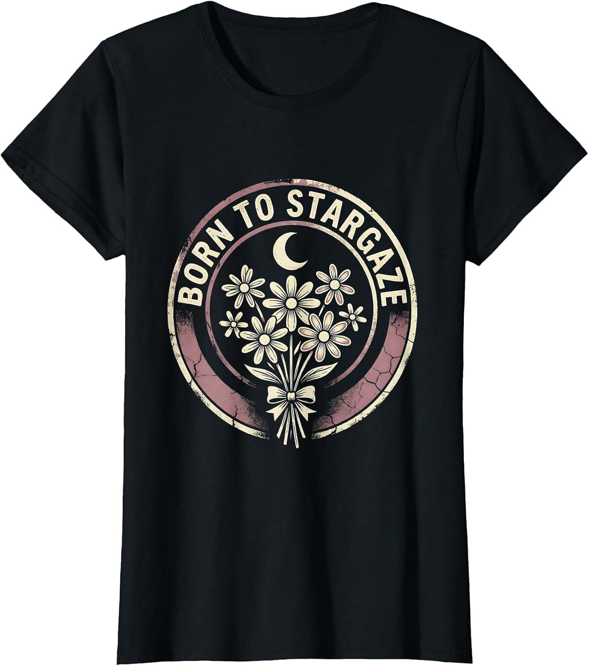 Born to Stargaze Astronomy Lover Design T-Shirt - Black