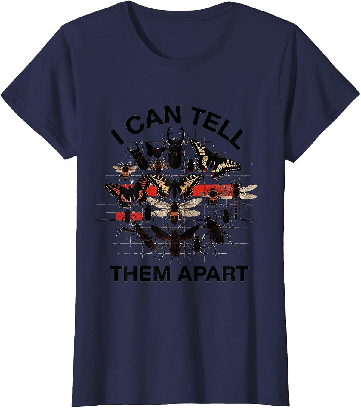 Women's I Can Tell Them Apart Entomology Bug Collector Insect Humor T-Shirt - Navy Blue