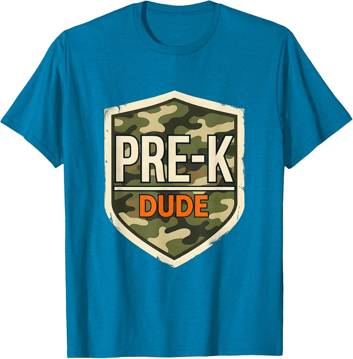 Pre-K Dude Camo Back To School Boys Teachers First Day T-Shirt - Sapphire Blue