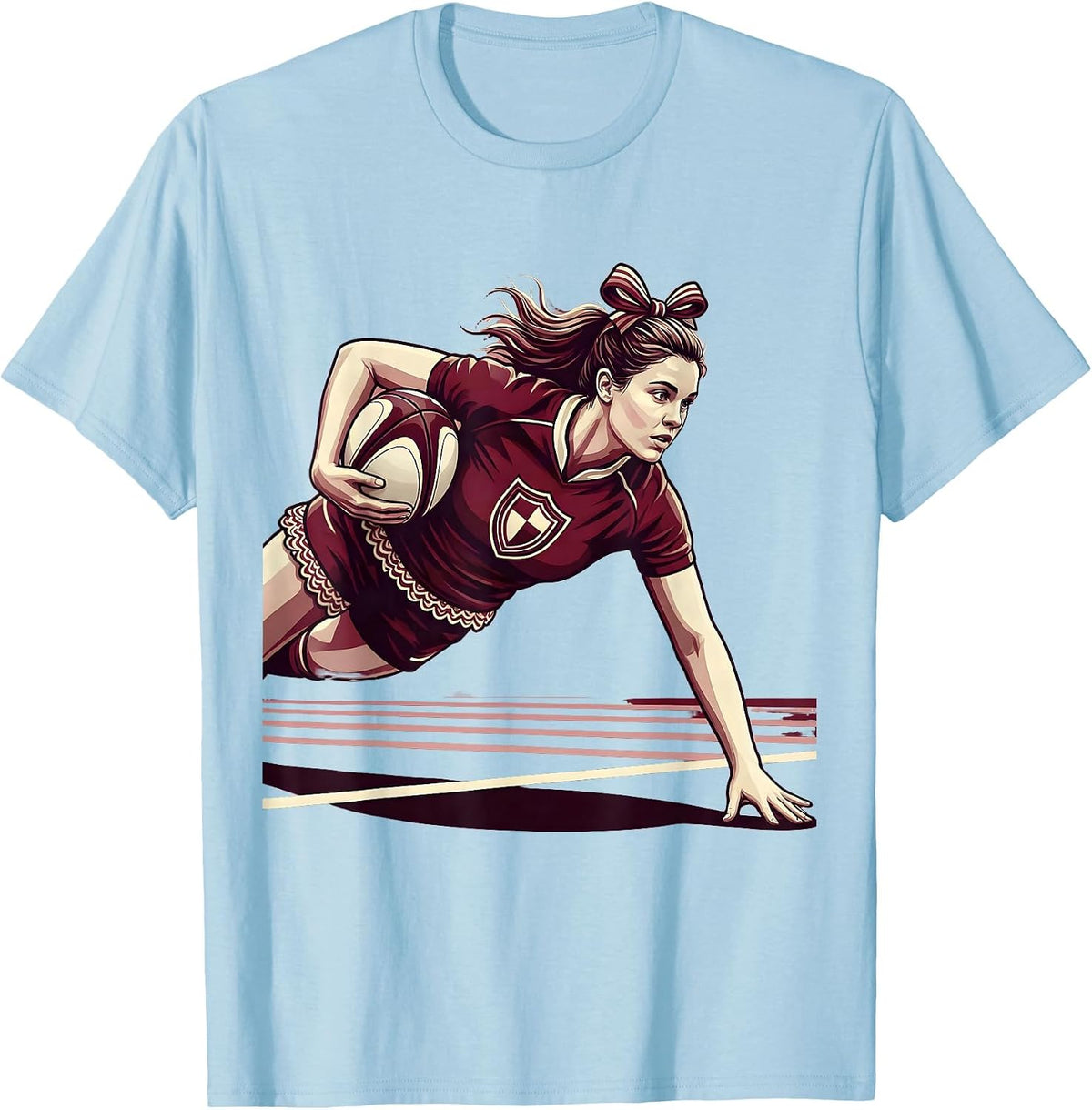 Men's Rugby Try Scorer Diving Forward Graphic T-Shirt - Baby Blue