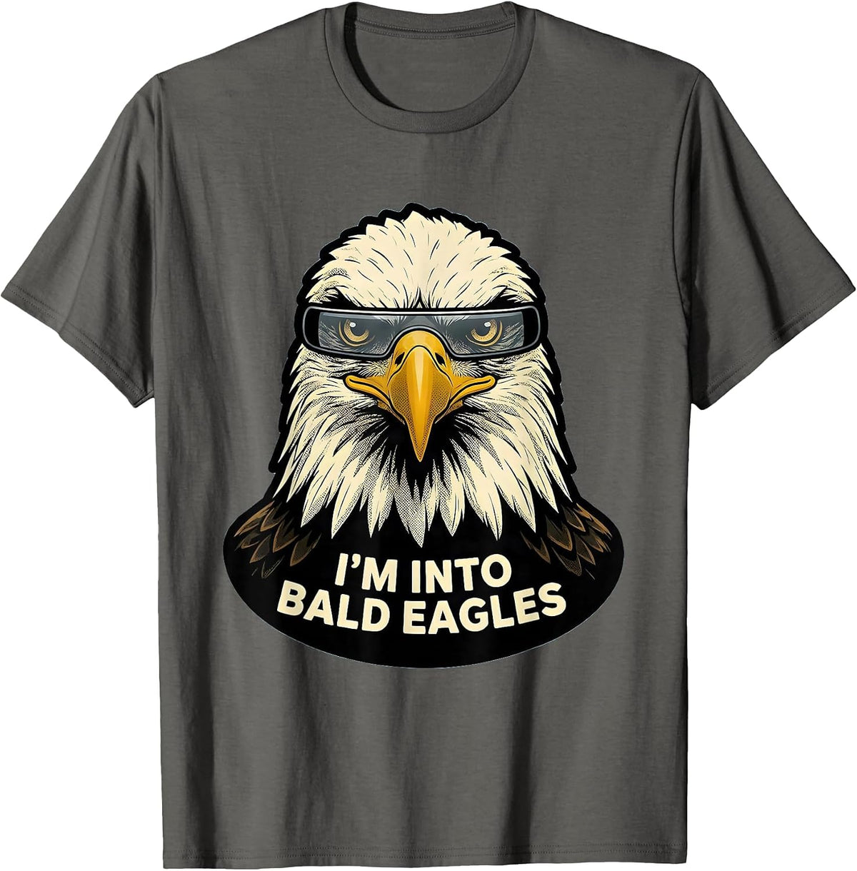I'm Into Bald Eagles Retro Cartoon Eagle Lover Humor T-Shirt - Asphalt Grey