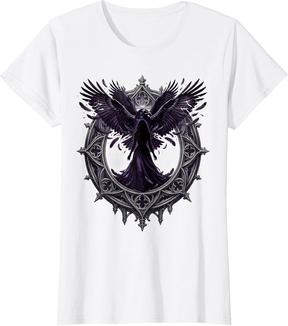 Halloween Raven Silhouette Transformation Design T-Shirt - White