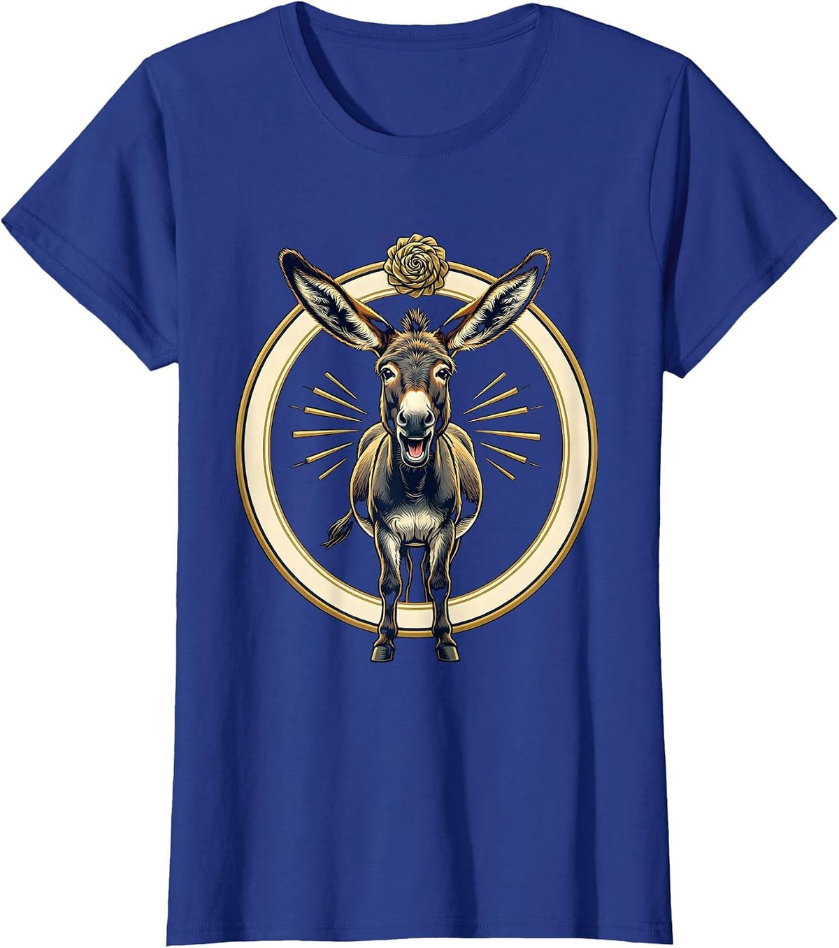 Women's Donkey Portrait Funny Animal Humor Novelty Gift T-Shirt - Royal Blue
