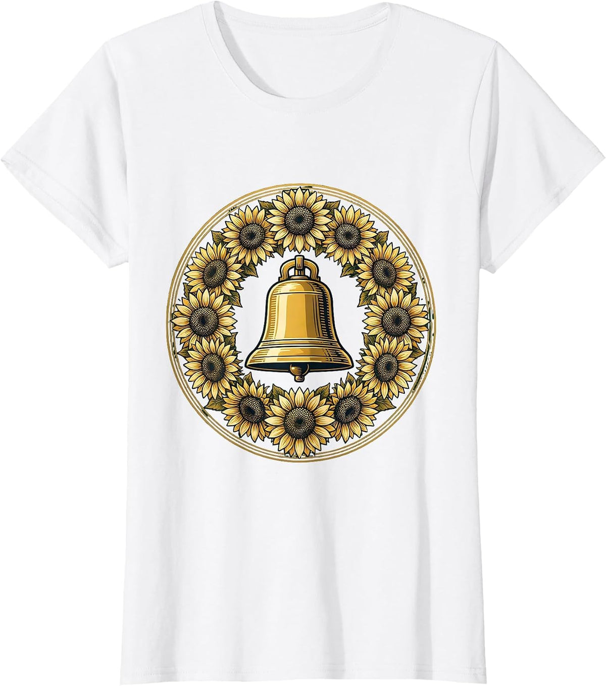 Elementary Teacher School Bell Sunflower Design T-Shirt - White
