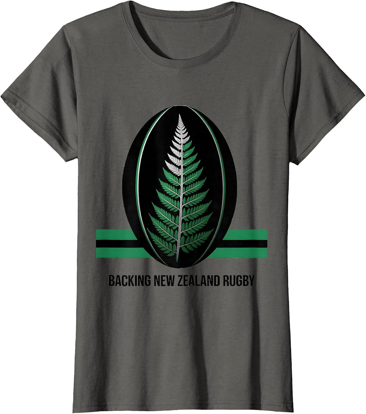 Women's Backing New Zealand Rugby Sports Kiwi Rugby Fan Gift T-Shirt - Asphalt Grey
