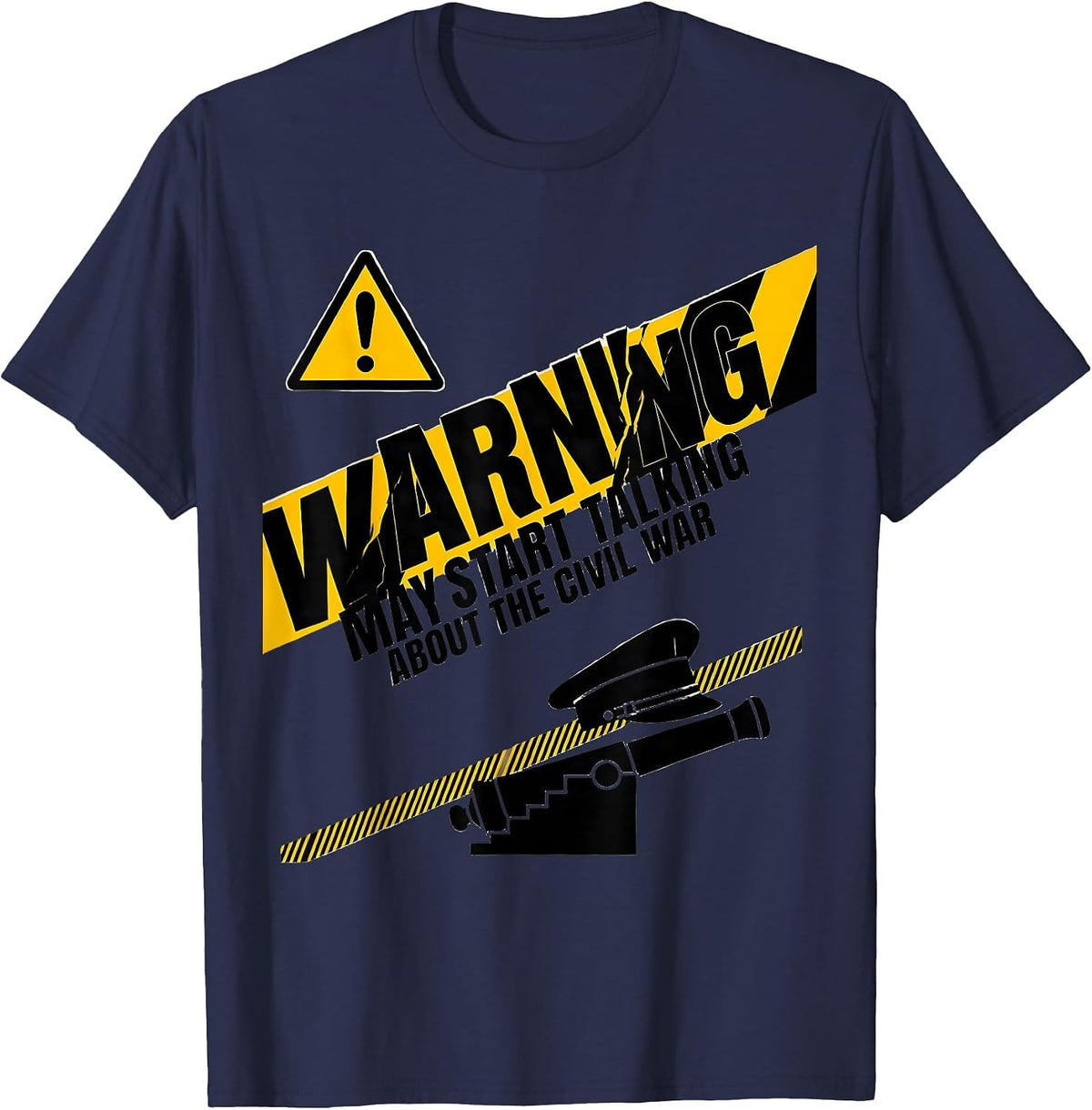Warning May Start Talking About The Civil War Funny History T-Shirt - Navy Blue