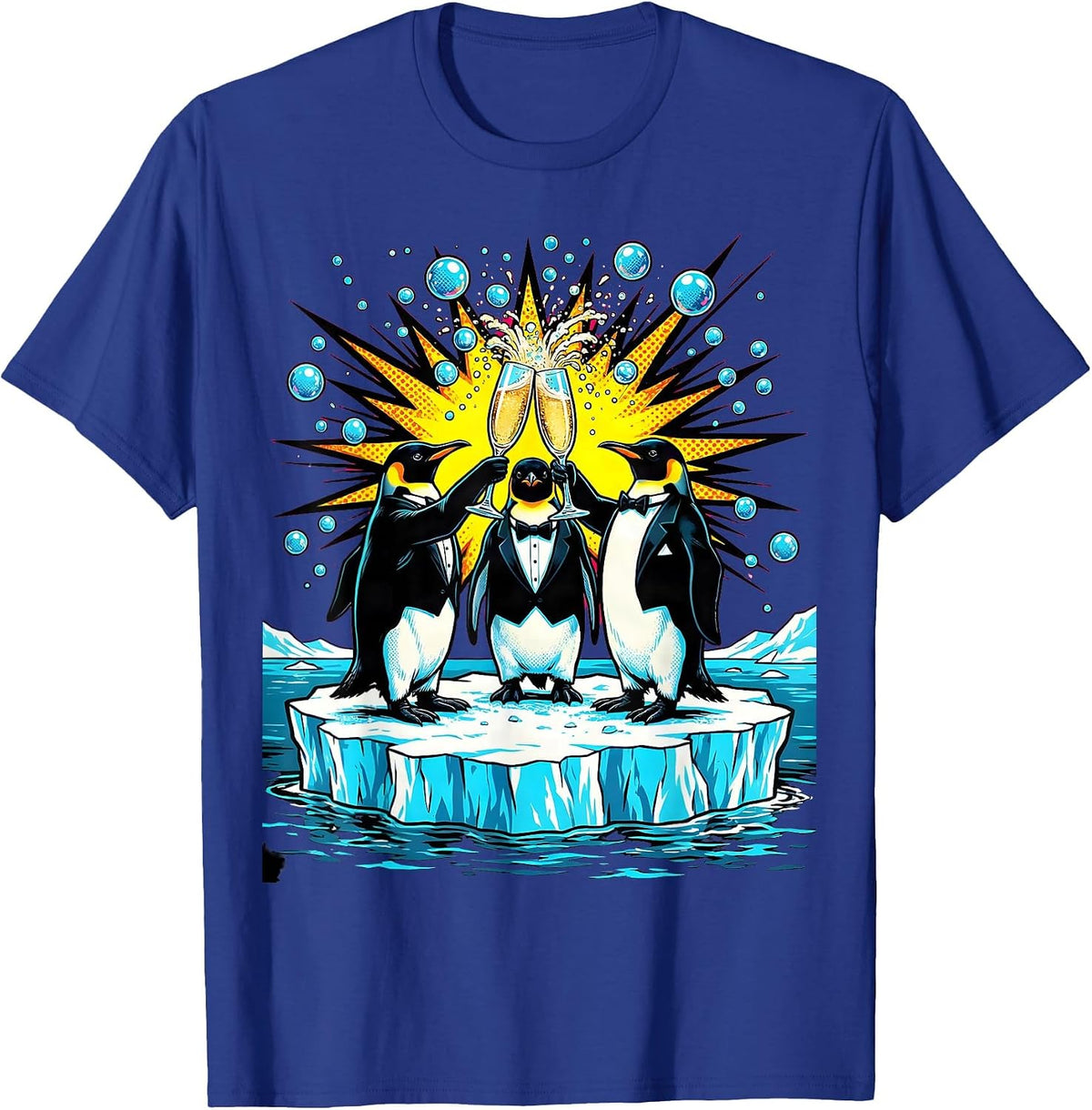 Men's Birthday Squad Penguin Celebration Iceberg Design T-Shirt - Royal Blue