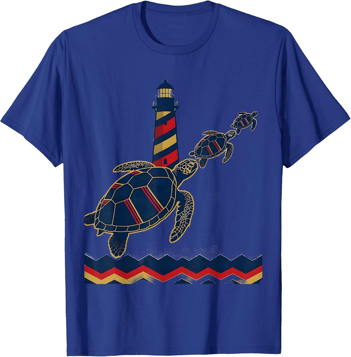 Men's Sea Turtle Silhouettes Tropical Vacation Souvenir Sports T-Shirt - Royal Blue