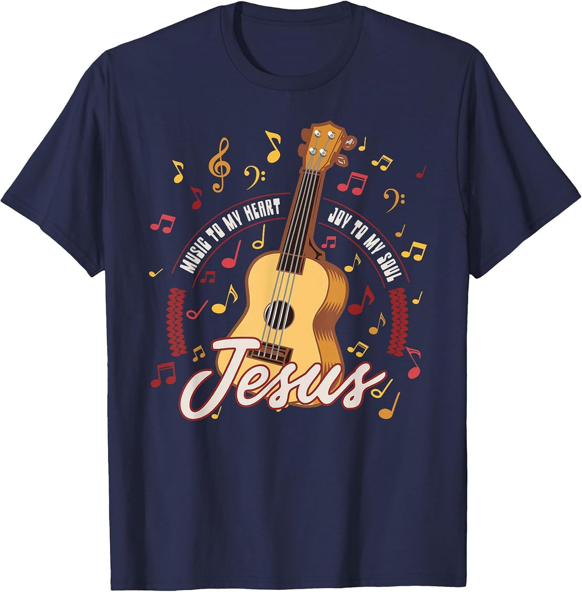 Jesus is The Music of My Heart Guitar Christian T-Shirt - Navy Blue