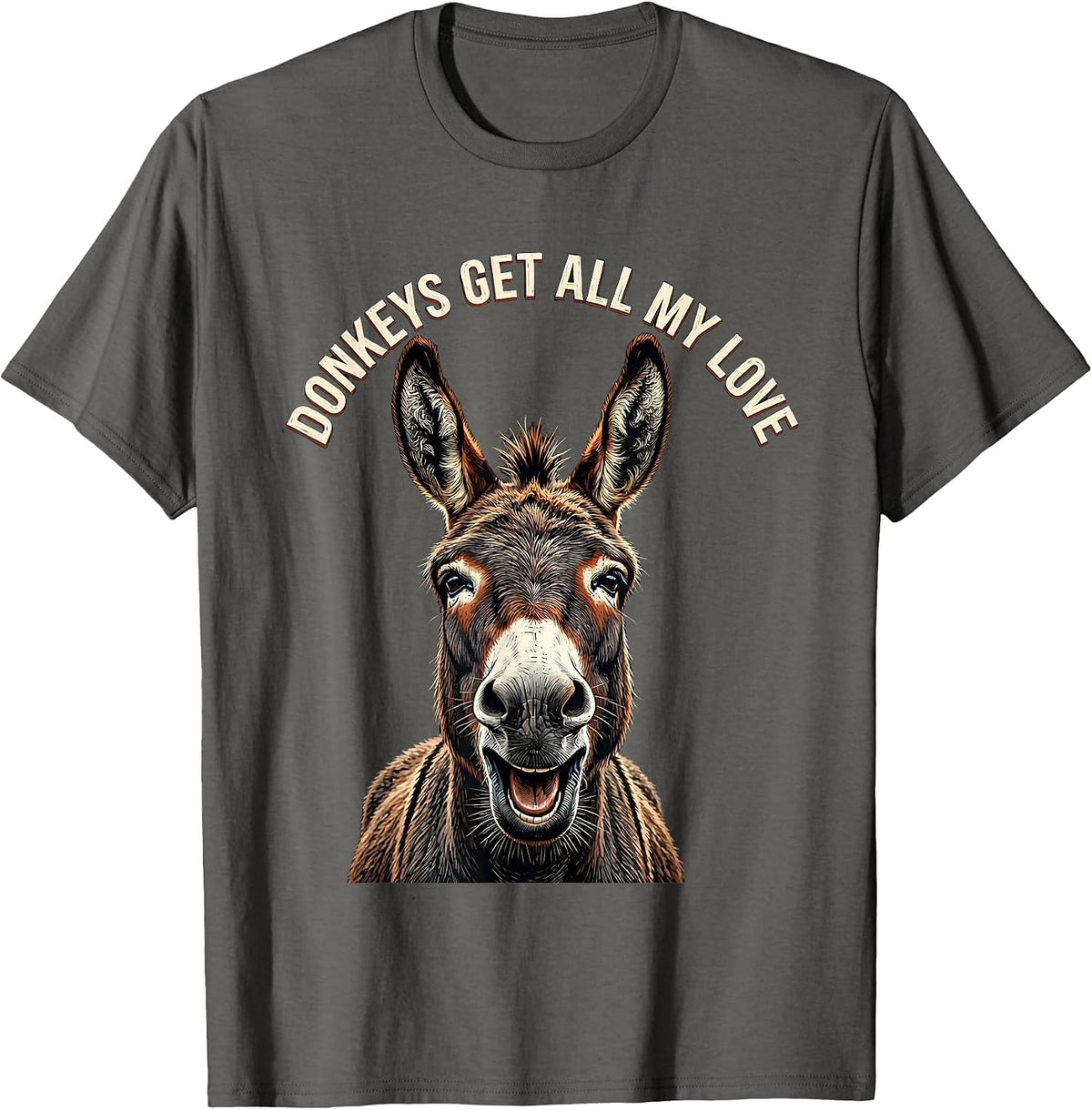Men's Donkeys Get All My Love Funny Donkey Lover Animal Humor T-Shirt - Asphalt Grey
