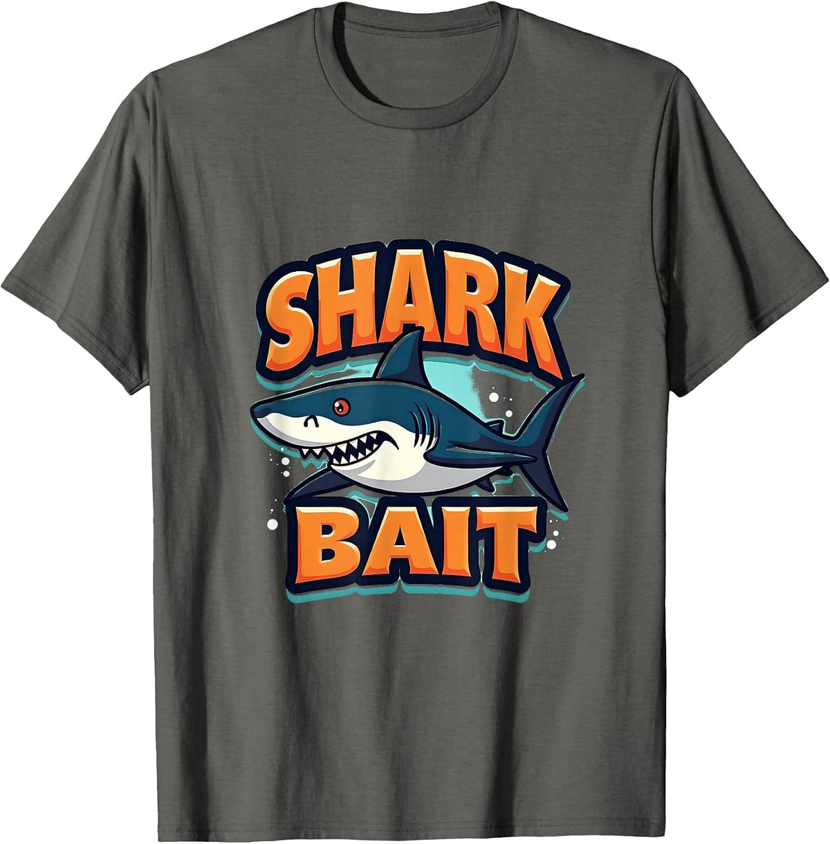 Shark Bait Ocean Predator Graphic Design T-Shirt - Asphalt Grey
