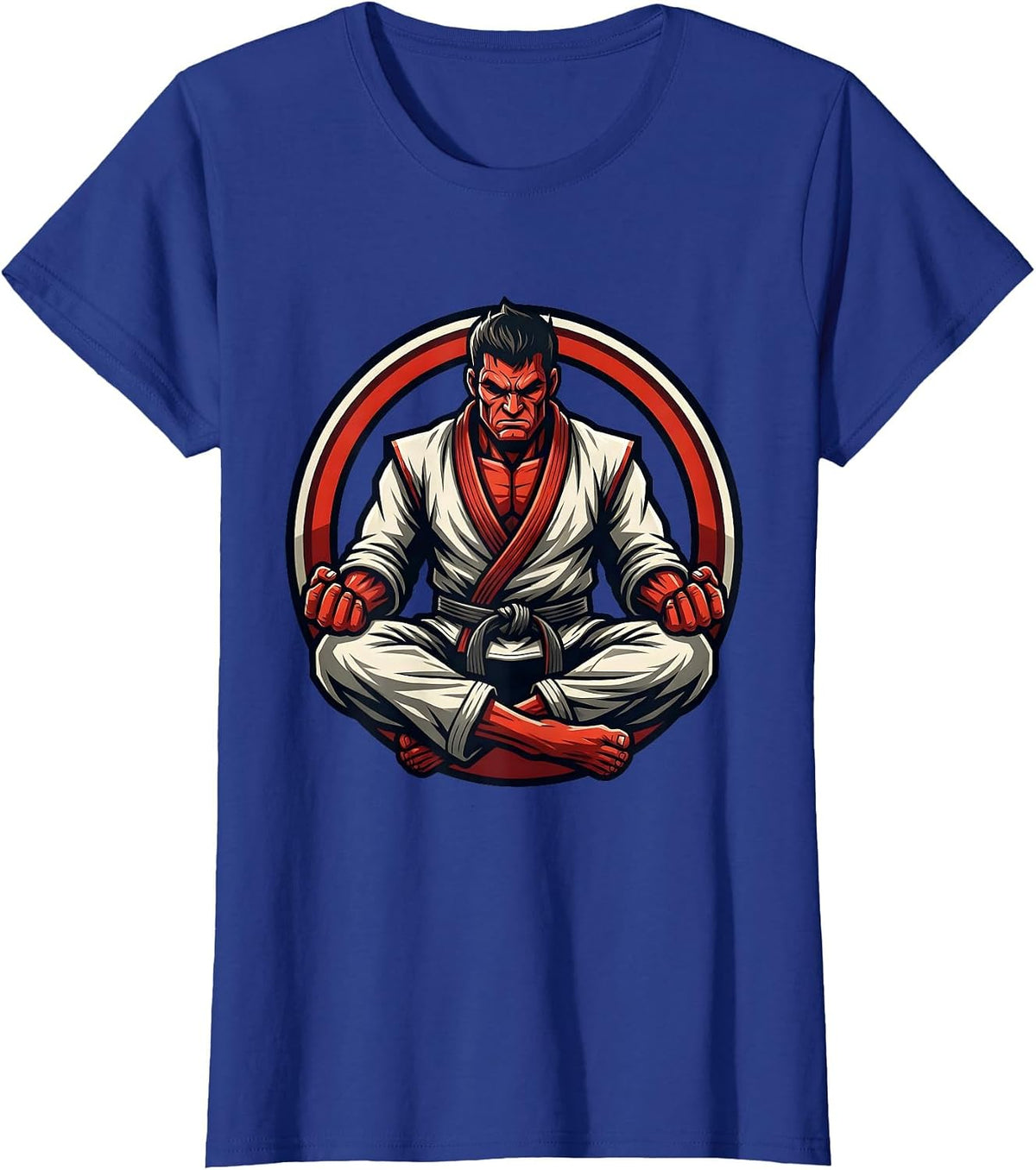 Women's Jiu Jitsu Meditating Warrior Competition Mat T-Shirt - Royal Blue