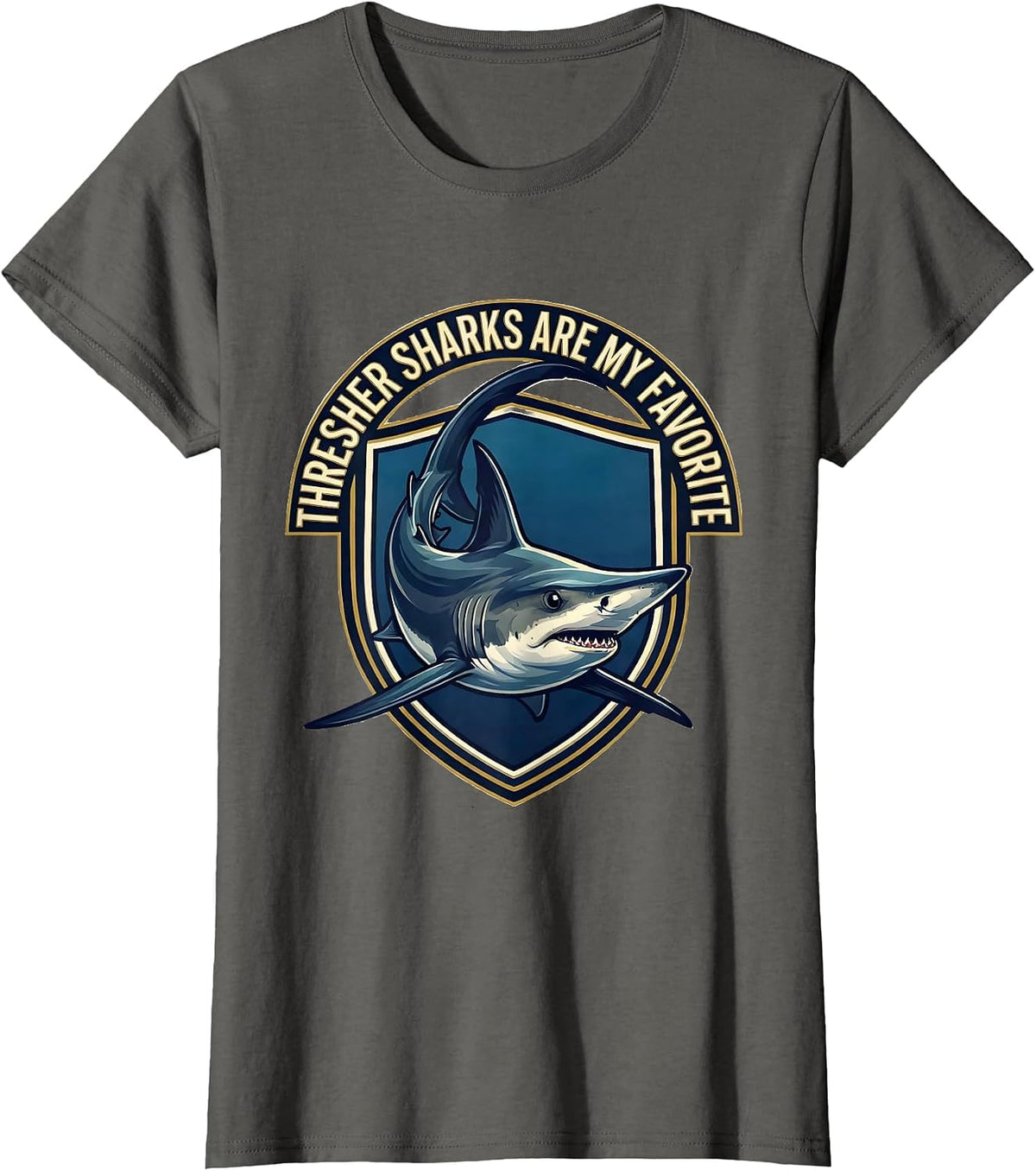 Women's Thresher Sharks Are My Favorite Funny Ocean Wildlife Lover T-Shirt - Asphalt Grey