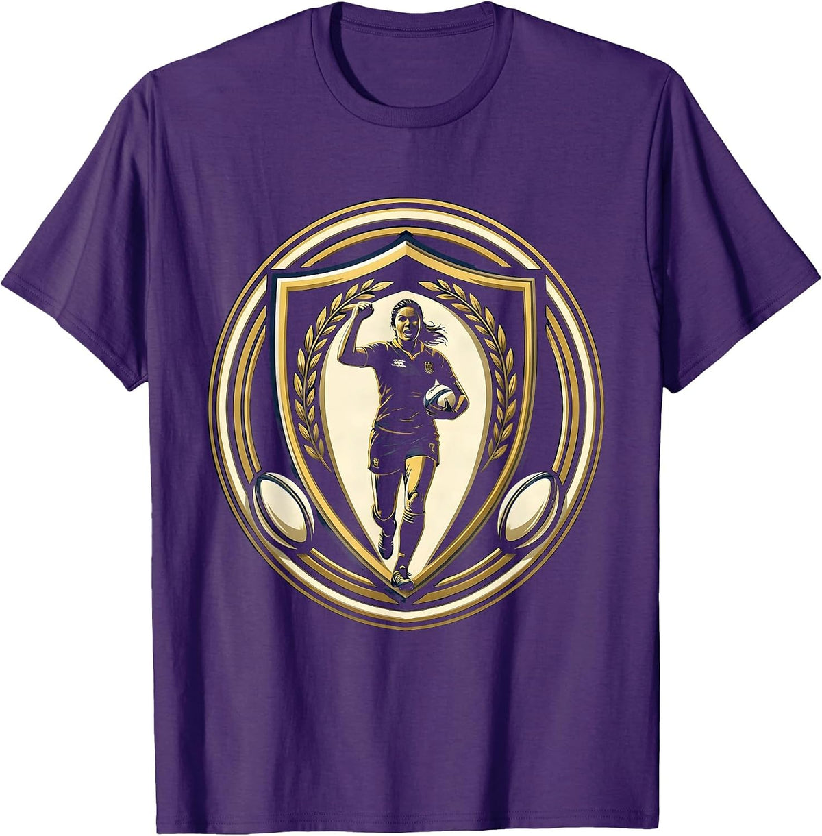 Rugby Victory Fist Pump Celebration Graphic T-Shirt - Purple