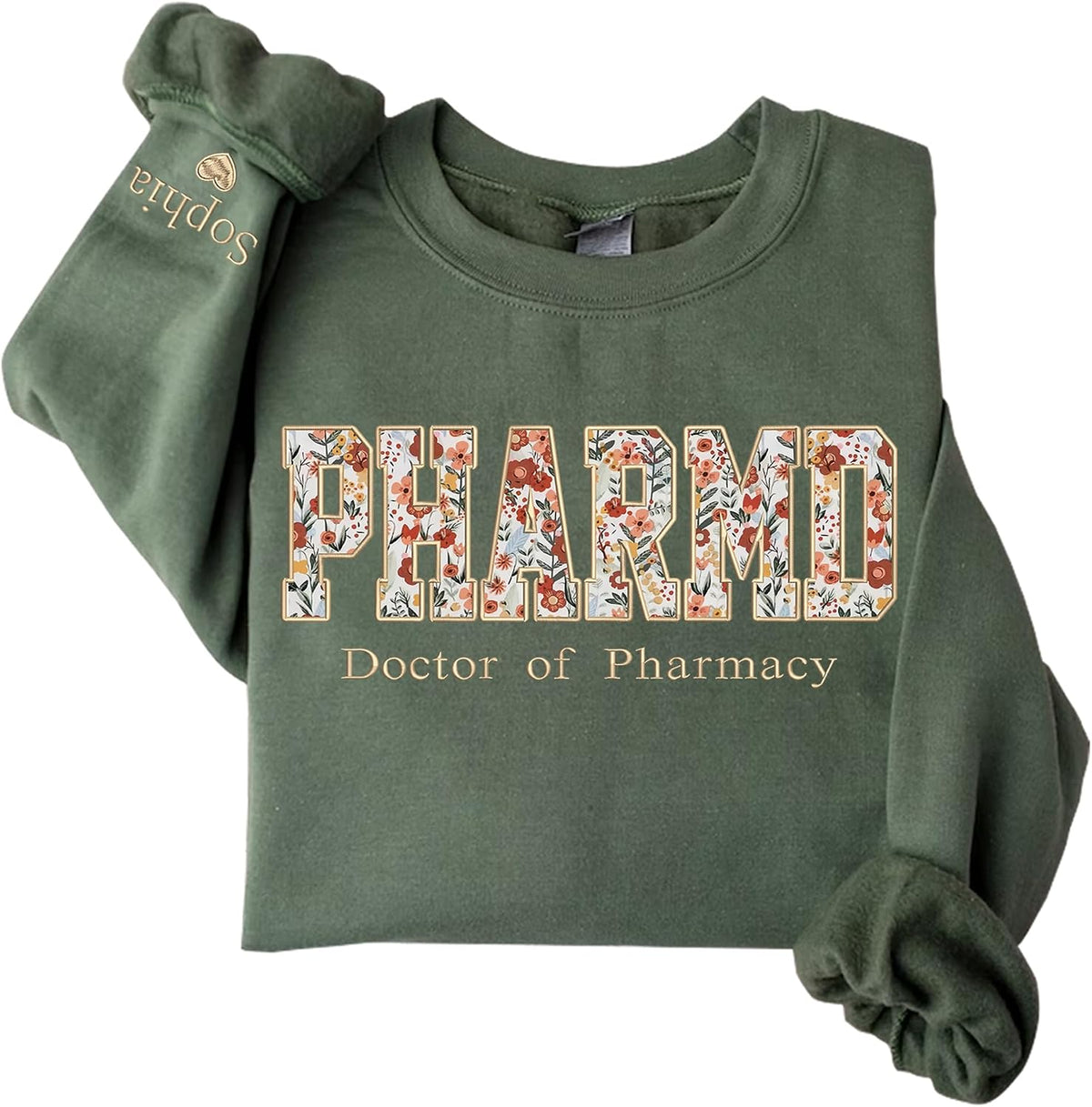 Custom Name & Job Title Sweatshirt, Embroidered Gift for Teachers, Nurses, OT, Realtor, Wellness Workers - Doctor of Pharmacy