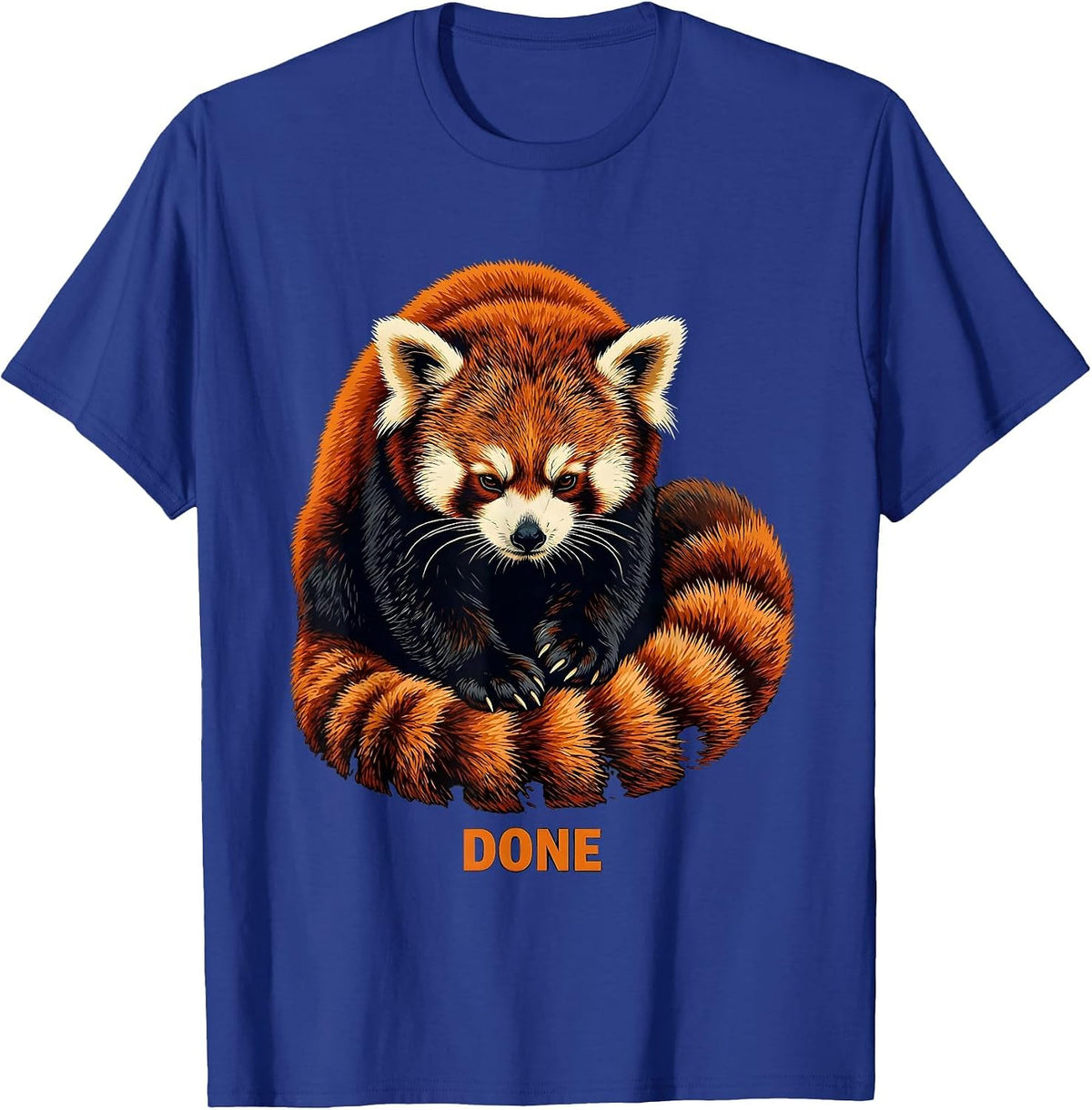 Men's Done Retro Stencil Red Panda Lover Animal Enthusiast Gift T-Shirt - Royal Blue