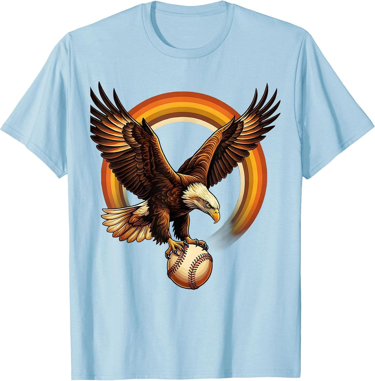 Men's Eagle Catching Baseball Sharp Talons Graphic T-Shirt - Baby Blue