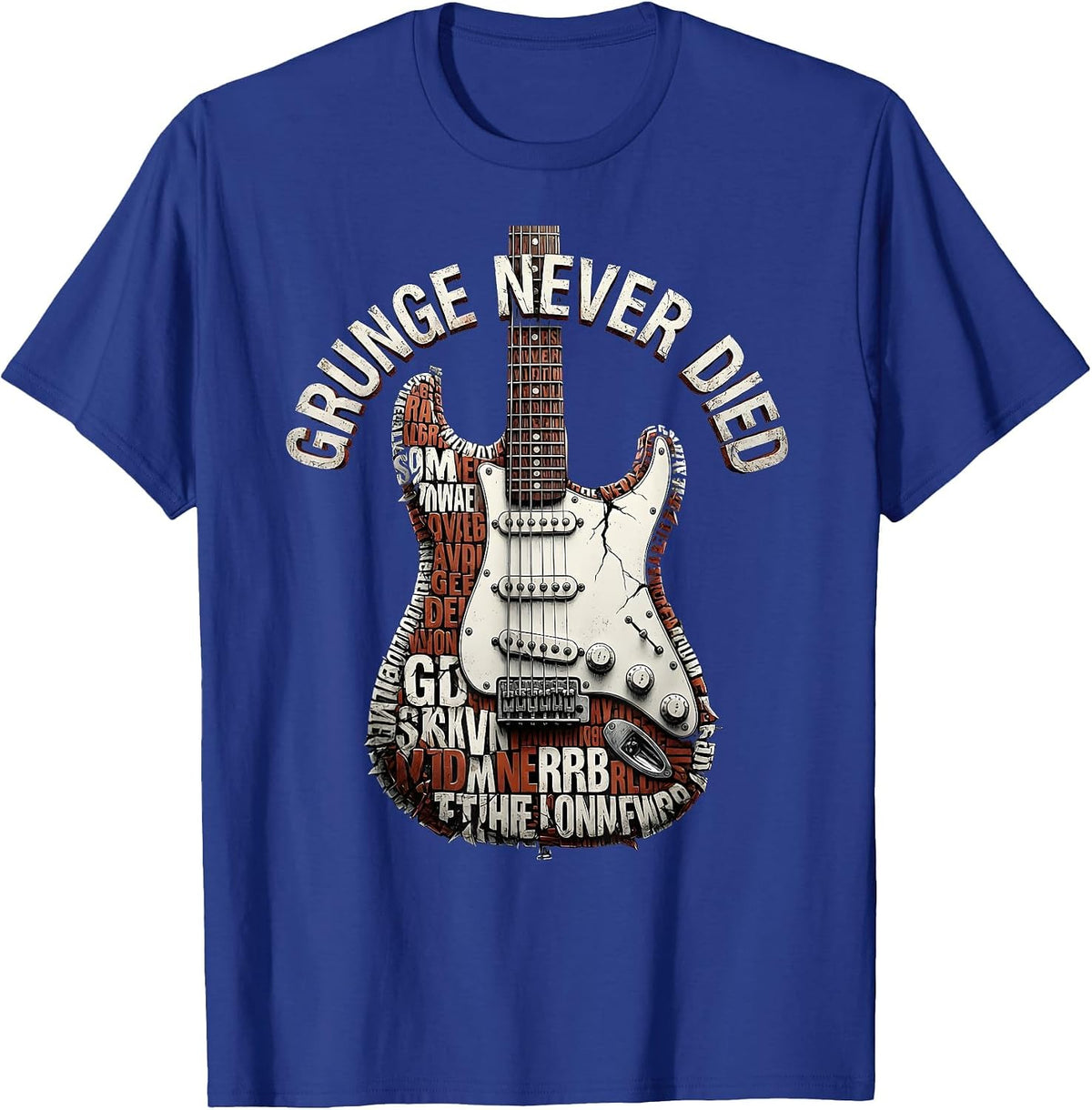 Grunge Never Died Rock Music Graphic Design T-Shirt - Royal Blue