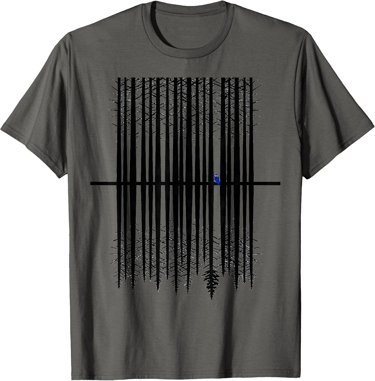 Spruce Trunk Reflection Forest Wildlife Nature Lover T-Shirt - Asphalt Grey