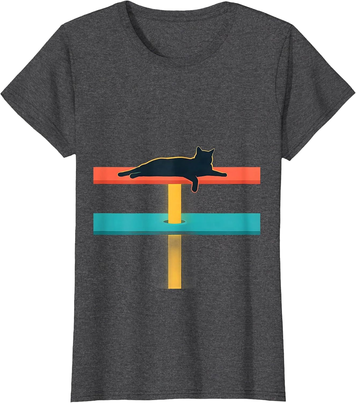 Women's Relaxed Cat Quantum Physics Science Geek Humor T-Shirt - Dark Heather Grey
