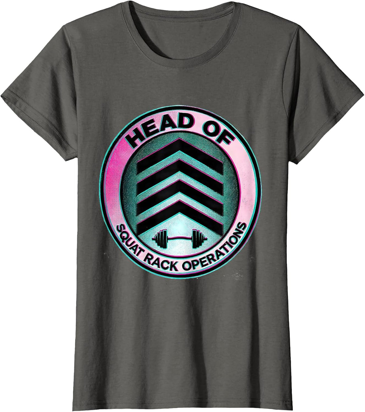 Women's Head Of Squat Rack Operations Funny Gym Humor Women Muscle T-Shirt - Asphalt Grey