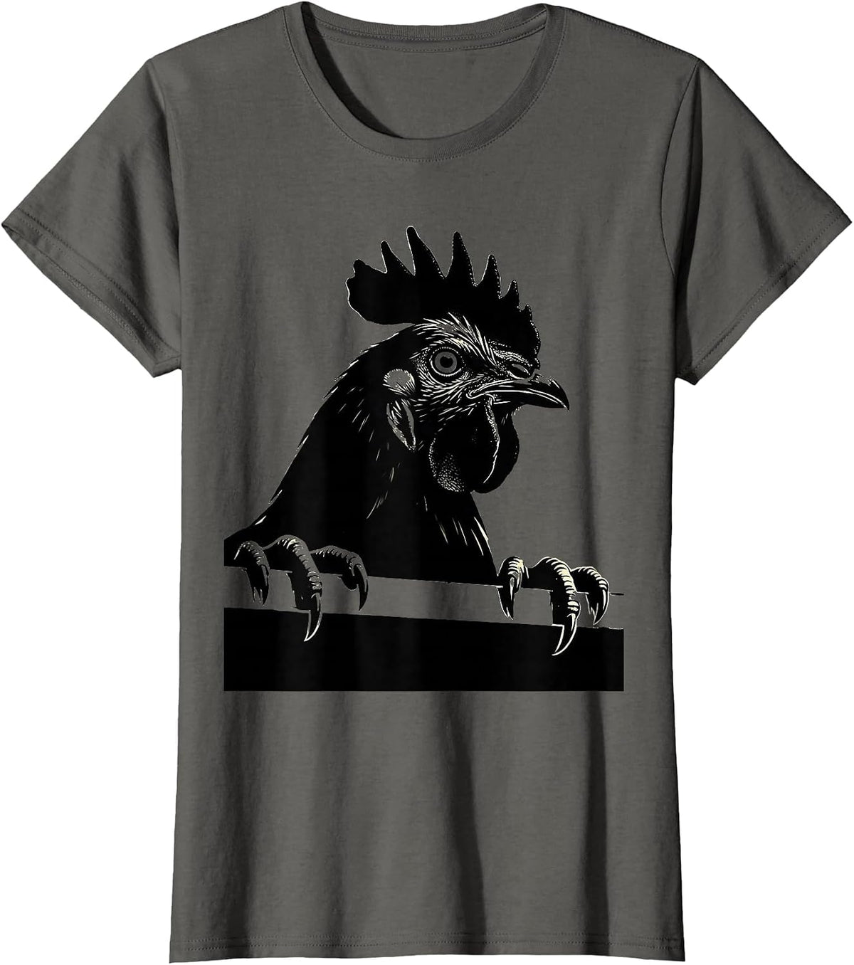 Women's Oversized Chicken Head Funny Novelty Gift for Chicken Lovers T-Shirt - Asphalt Grey