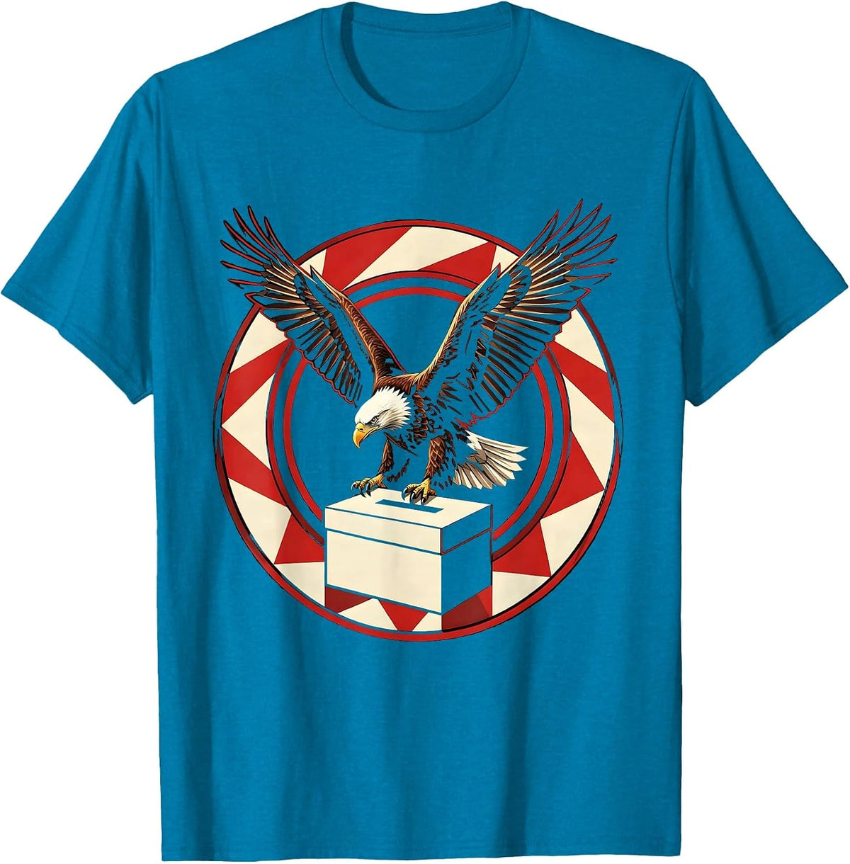 Bald Eagle Ballot Box Civic Pride Illustration T-Shirt - Sapphire Blue