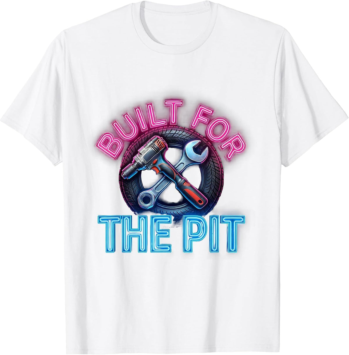 Built for the Pit Crew Racing Design T-Shirt - White