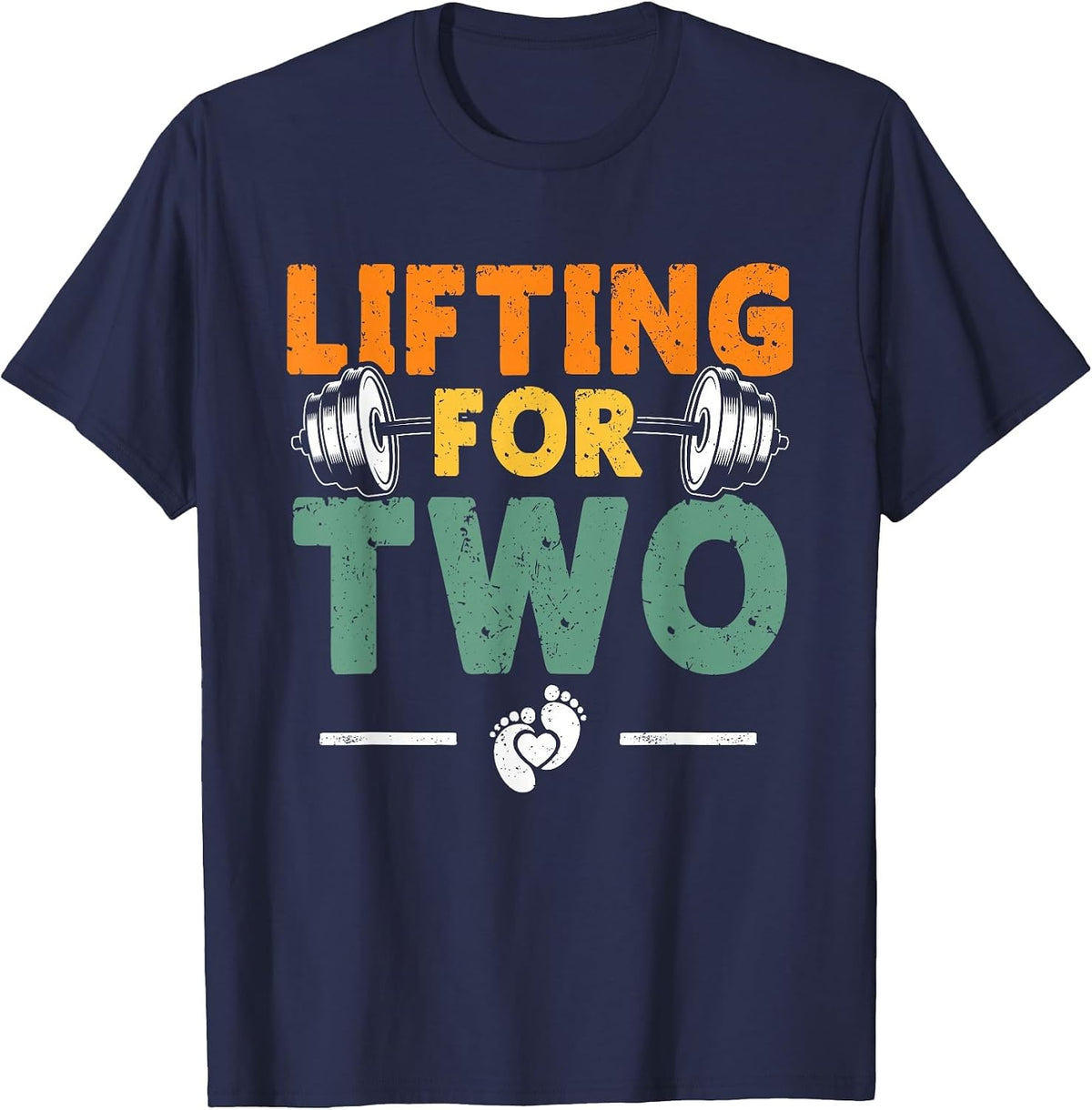 Pregnancy Lifting for Two Funny Weightlifter T-Shirt - Navy Blue