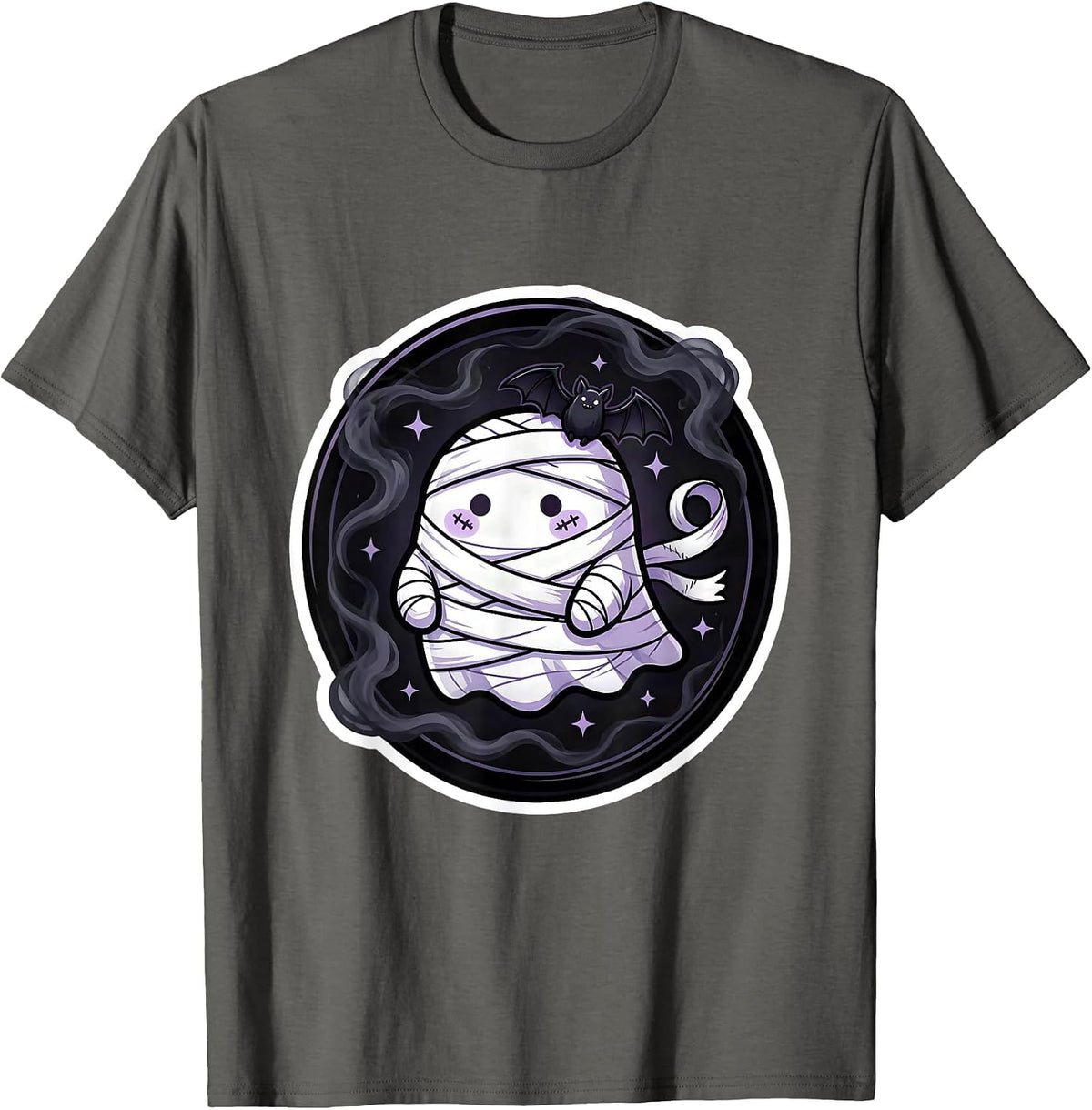 Emo Bandage Unraveling Into Dark Smoke Design T-Shirt - Asphalt Grey