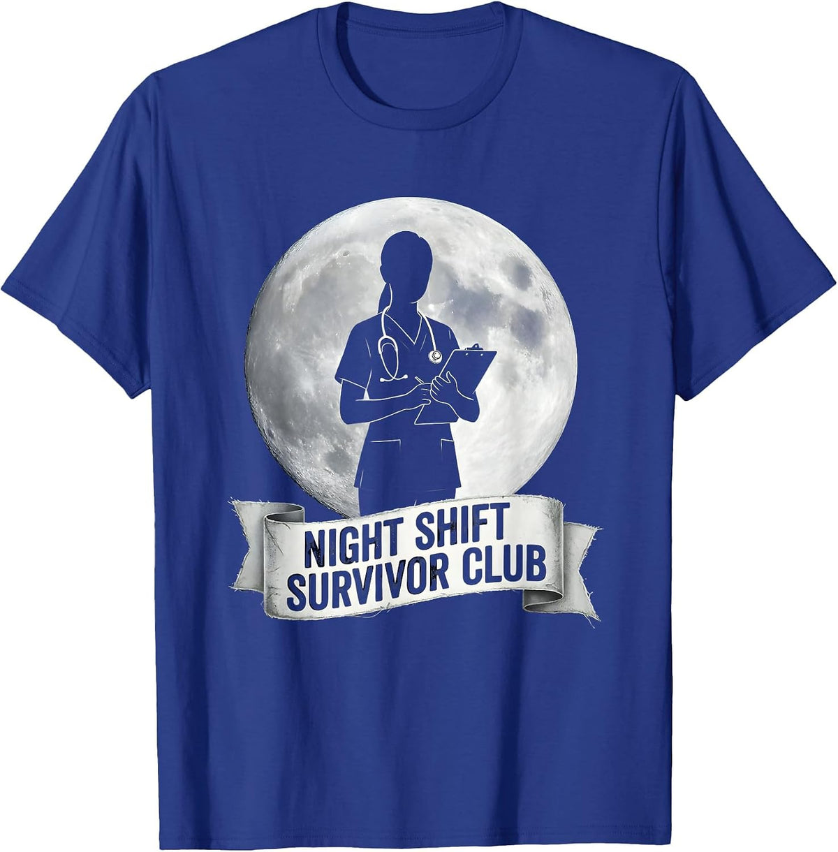 Night Shift Survivor Club Nursing Design T-Shirt - Royal Blue