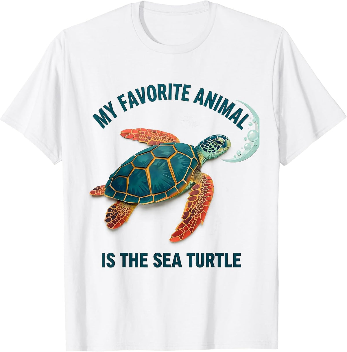 Men's My Favorite Animal Is The Sea Turtle Paper Cutout Ocean T-Shirt - White