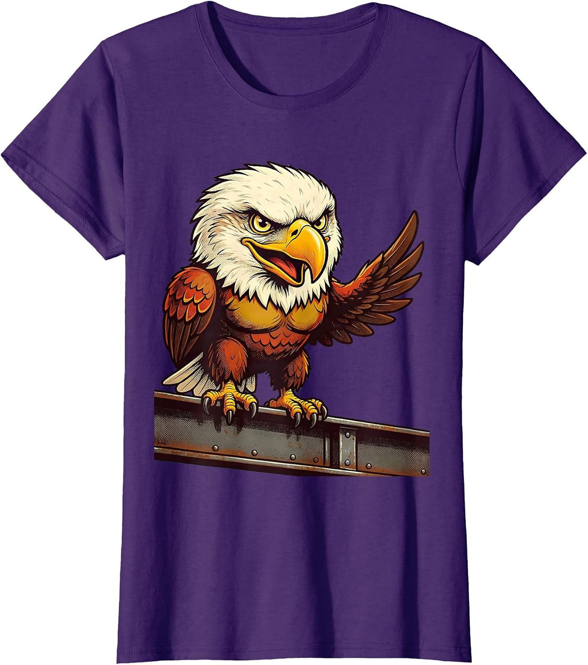 Women's Chicago Bald Eagle on Steel Beam Graphic T-Shirt - Purple