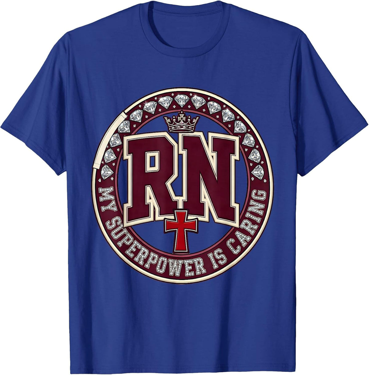 School Nurse My Superpower Is Caring Design T-Shirt - Royal Blue