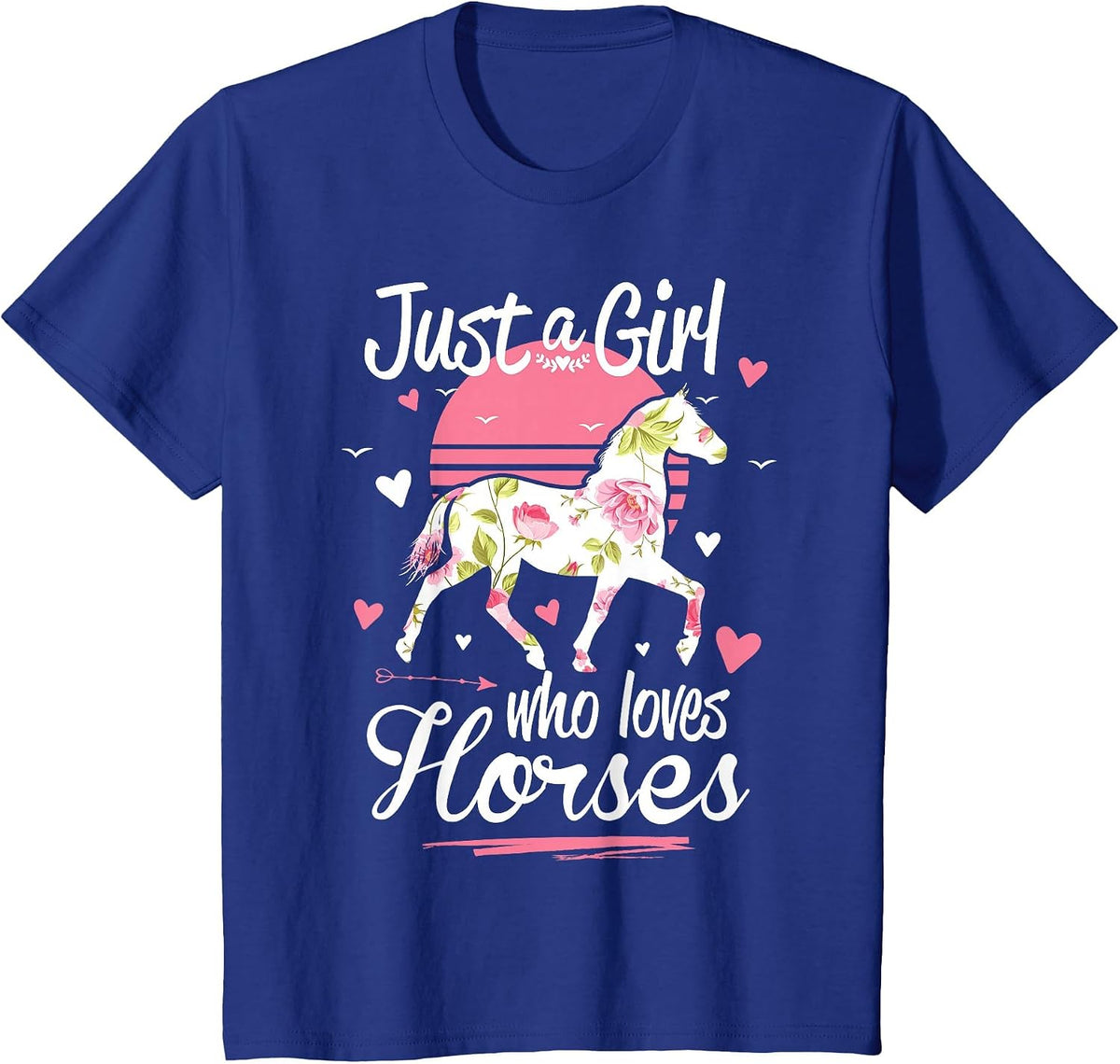 Just A Girl Who Loves Horses Shirt Vintage T-Shirt - Royal Blue