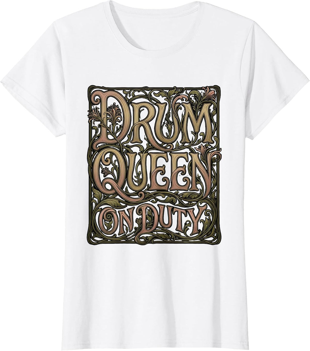 Women's Drum Queen On Duty Band Musician Design T-Shirt - White