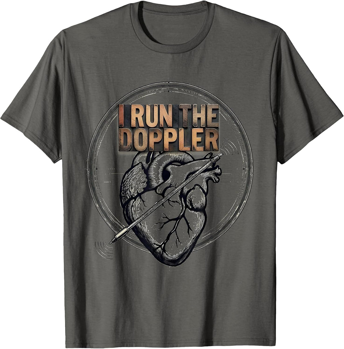 Men's I Run The Doppler Funny Vet Tech Veterinary Technician T-Shirt - Asphalt Grey
