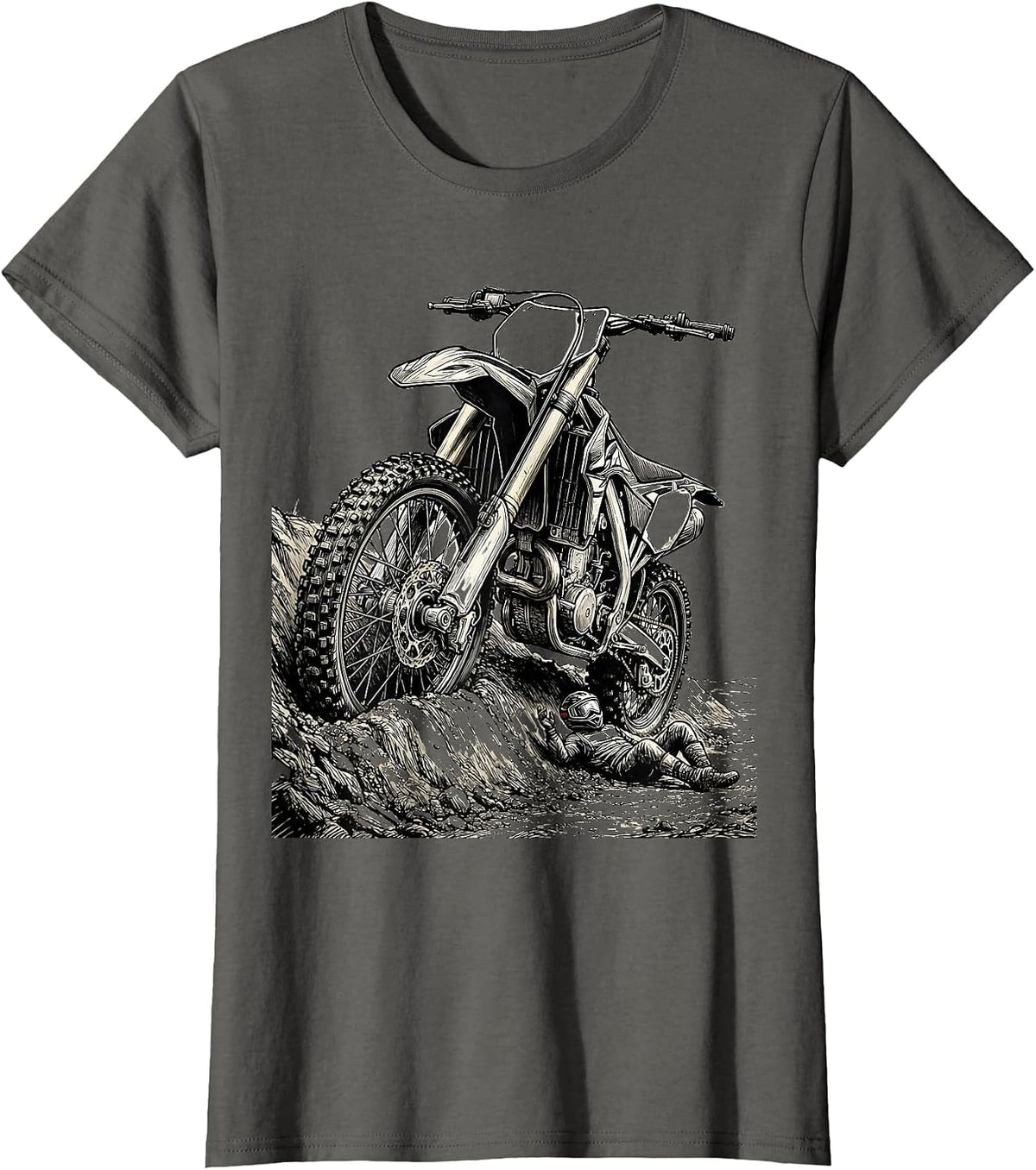 Women's Dirt Bike Crash Humor Motocross Rider Gift T-Shirt - Asphalt Grey