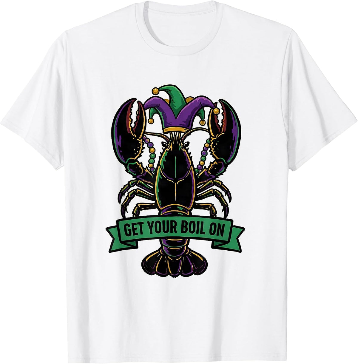 Men's Get Your Boil On Funny Mardi Gras Crawfish Jester Party T-Shirt - White