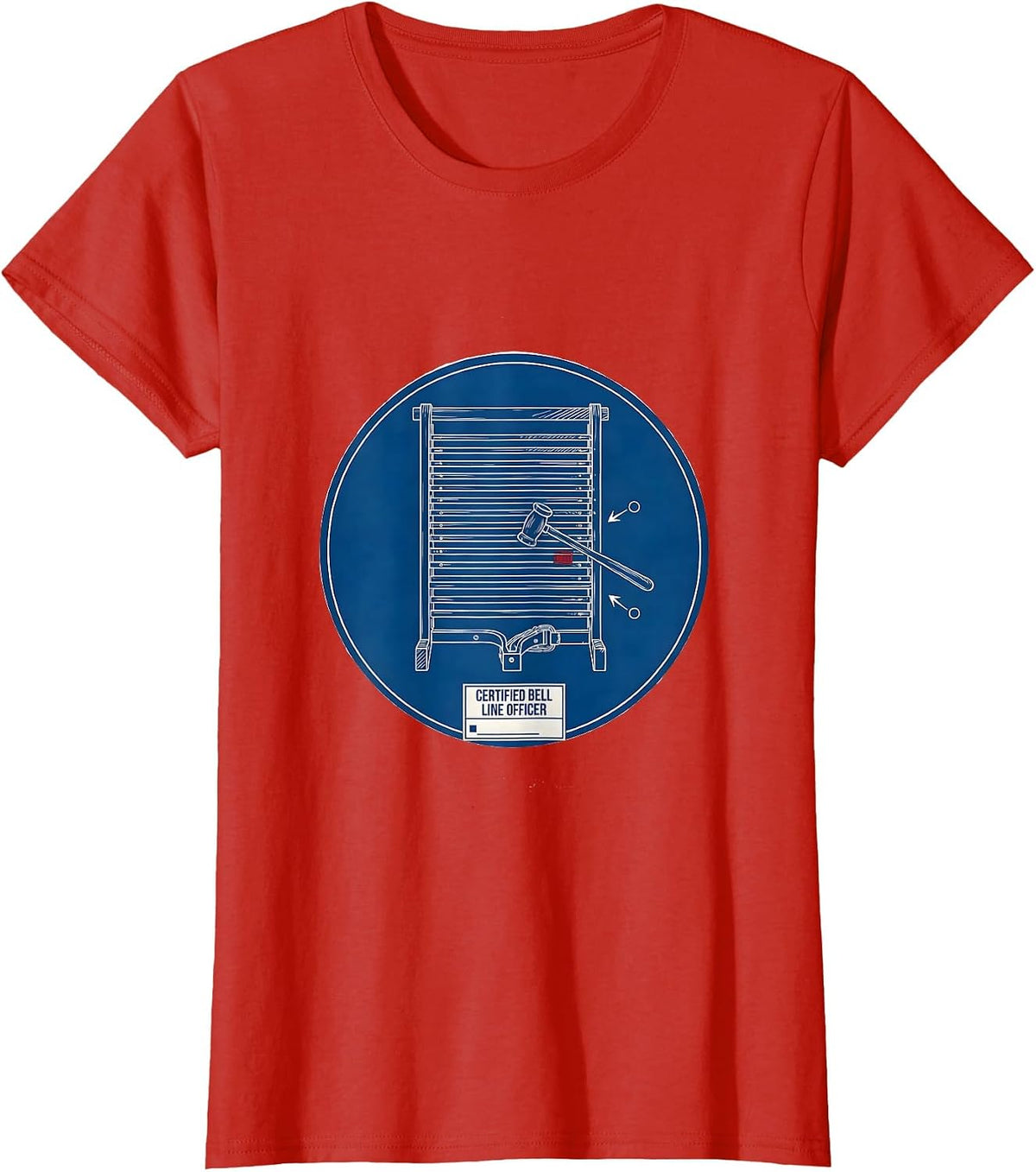 Certified Bell Line Officer Technical Blueprint Drummer T-Shirt - Red