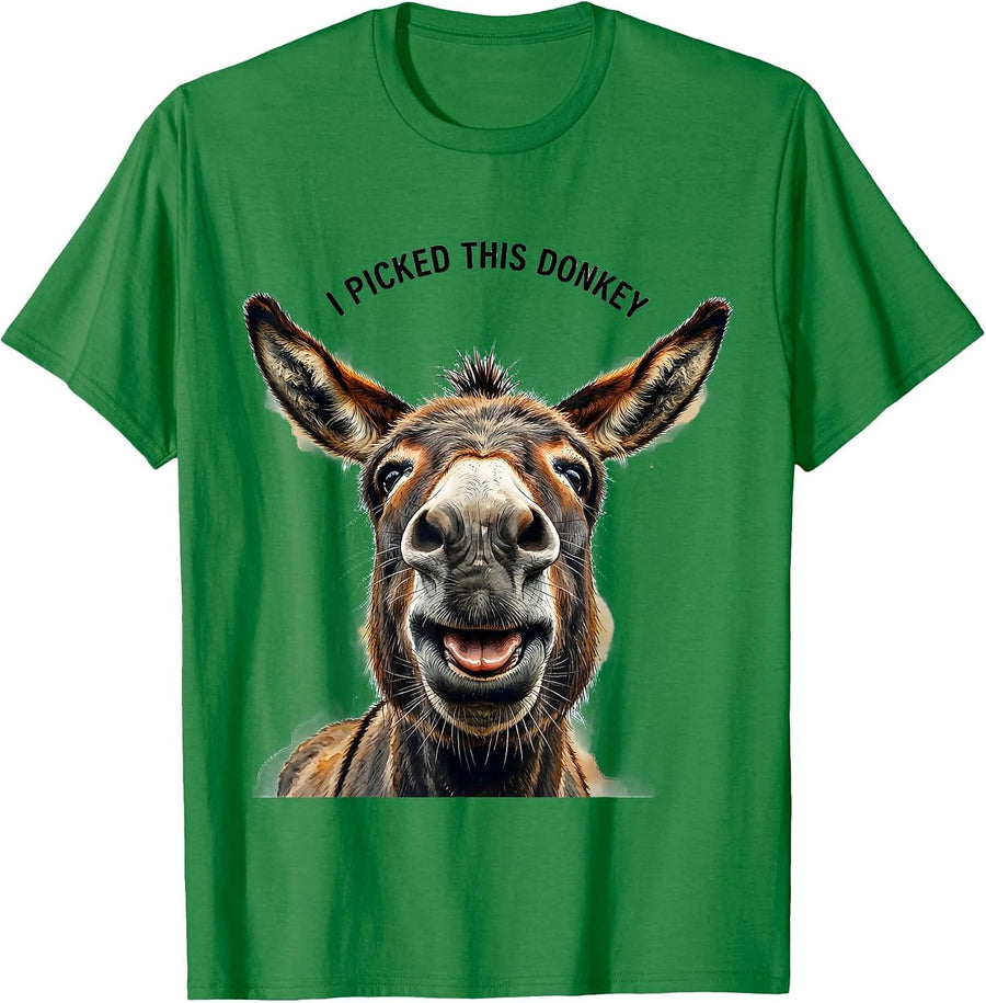 Men's I Picked This Donkey Funny Donkey Farm Animal Lover Humor T-Shirt - Kelly Green