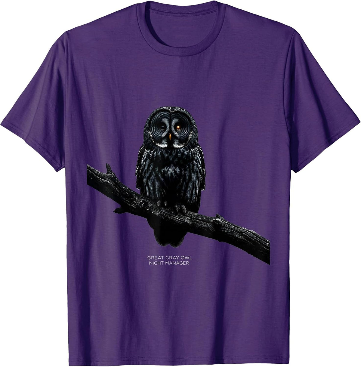 Men's Great Gray Owl Night Manager Whimsical Nature Lover Vintage T-Shirt - Purple