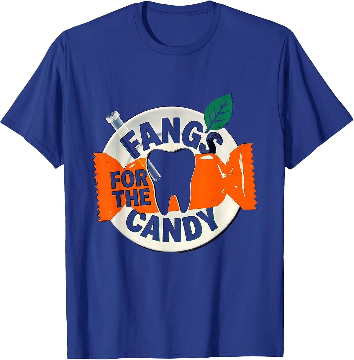 Fangs For The Candy Funny Dental Hygienist Halloween Humor T-Shirt - Royal Blue