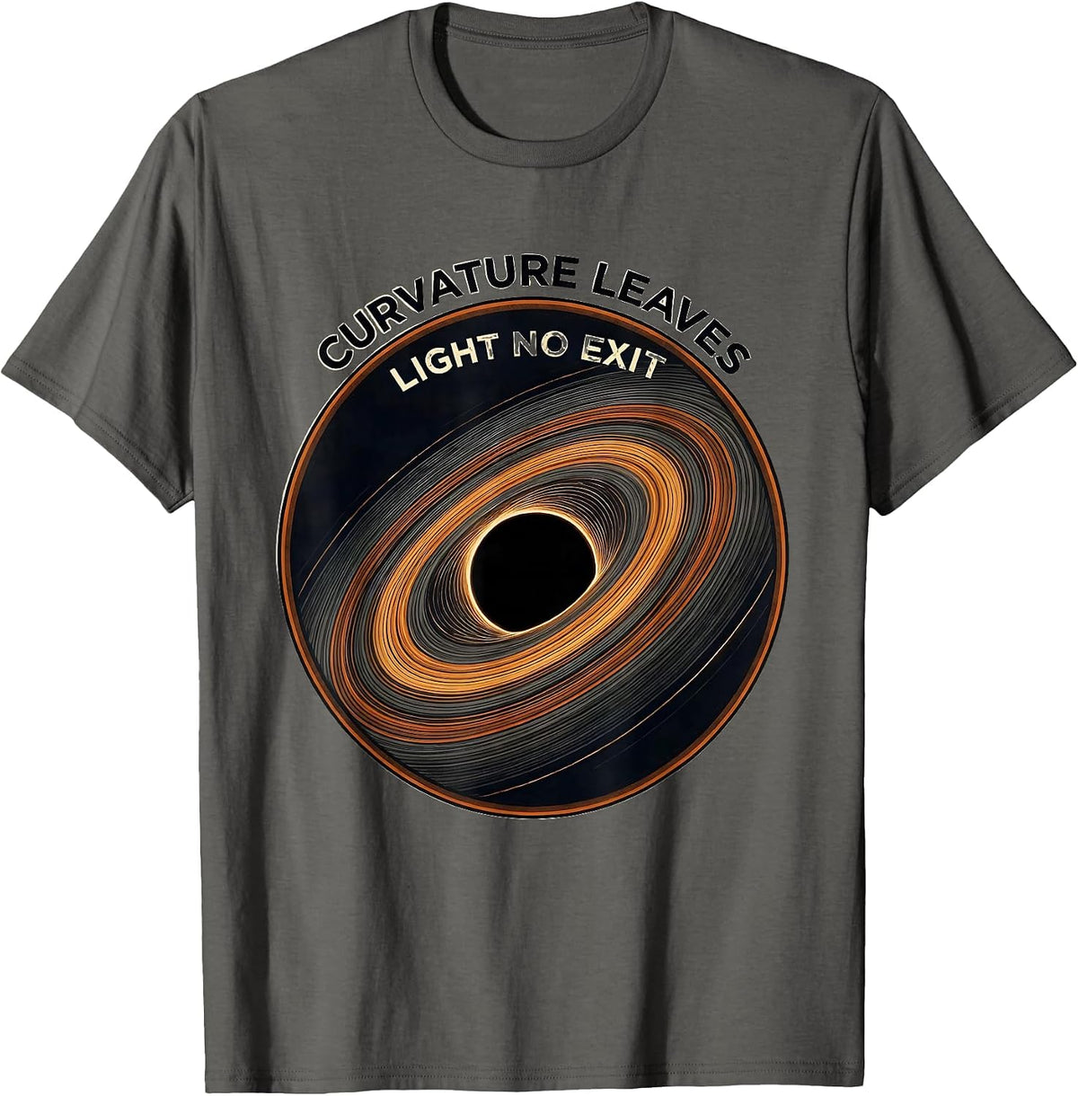 Men's Curvature Leaves Light No Exit Black Hole Astrophysics T-Shirt - Asphalt Grey
