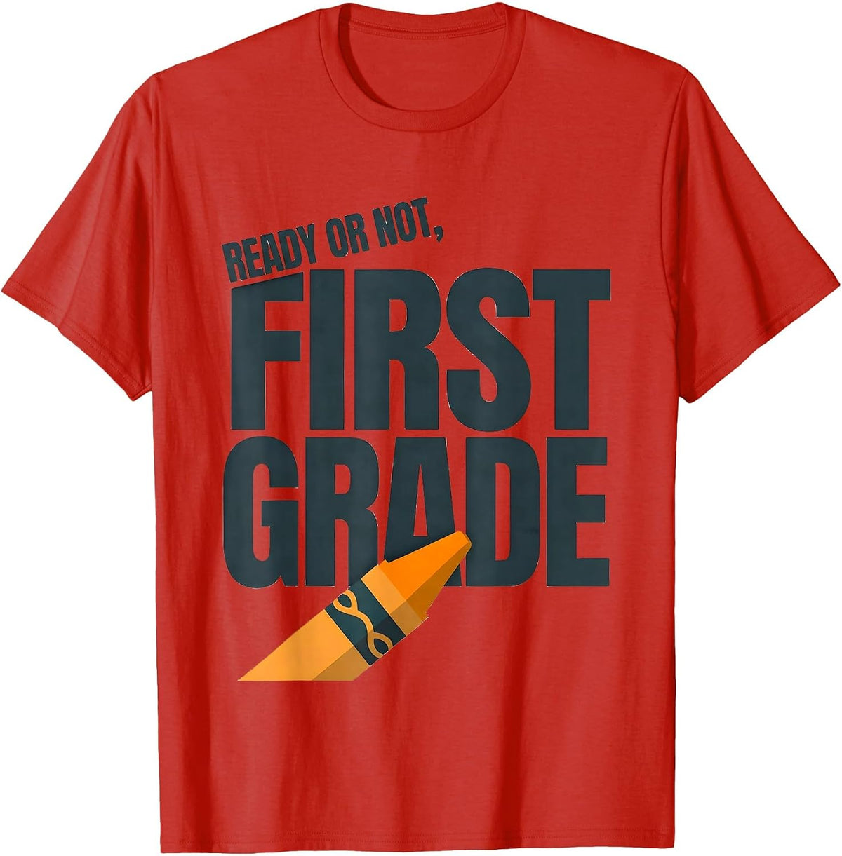 Men's Ready Or Not, First Grade Editorial Conceptual Back T-Shirt - Red